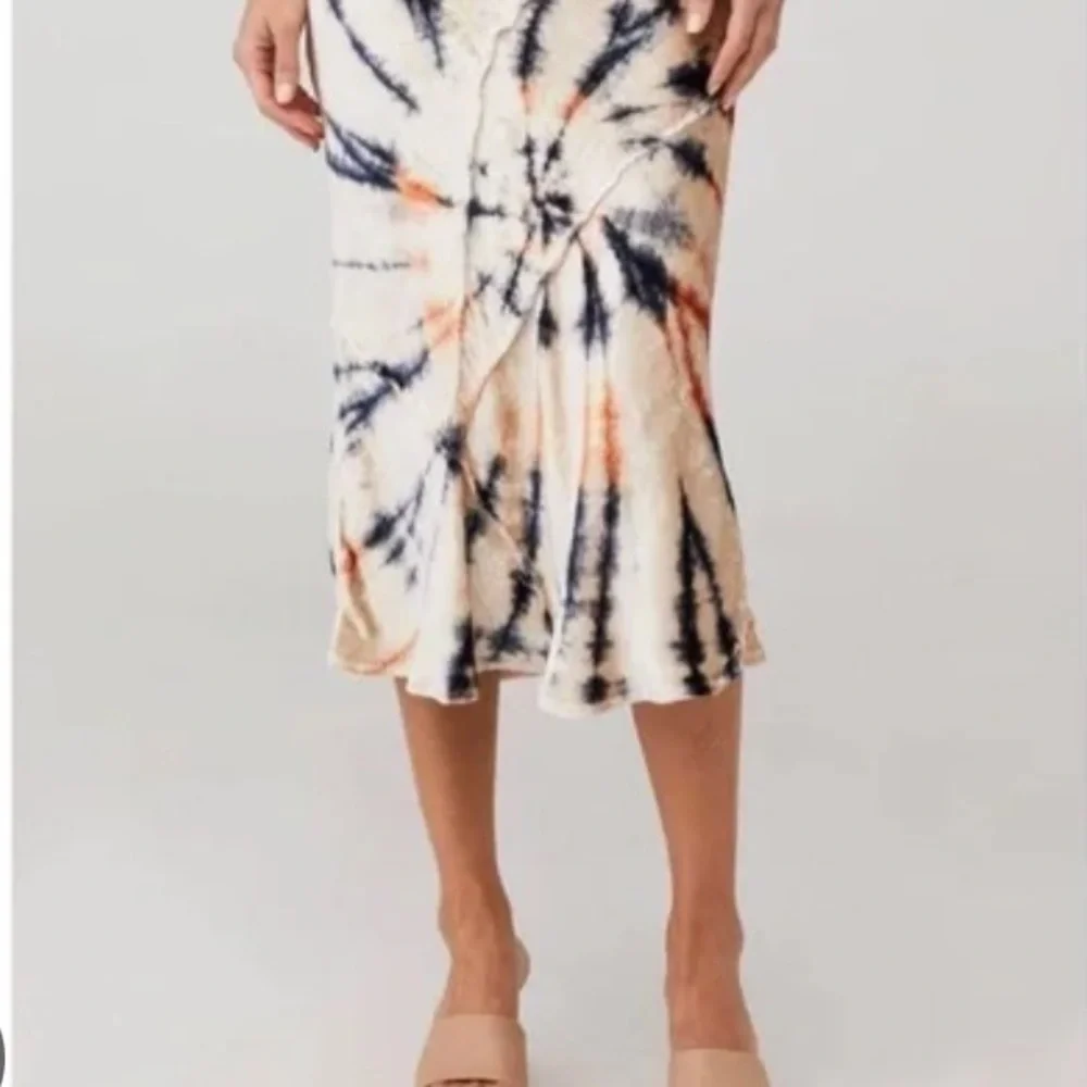 Free People Serious Swagger Tie-Dye Velvet Midi Skirt Small